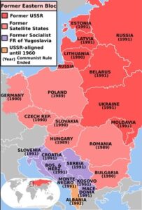 Map of Eastern Europe under the Soviet Union